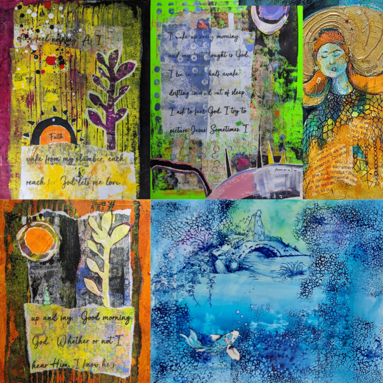 Episcopal Church and Visual Arts 2022 Exhibitions This collage of works for three 2022 ECVA calls includes images for the Sacrament and Image, Everywhere I Look, and Praying the Hours exhibitions.